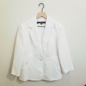 Kasper Women's White Linen Blazer Suit Jacket 10P